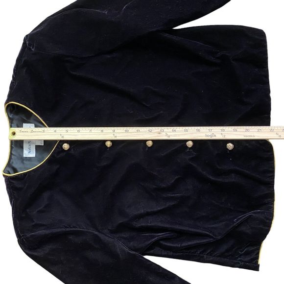 Vintage Norton McNaughton Velvet Cropped Jacket L Purple Gold Button Up Fairy - Picture 4 of 8